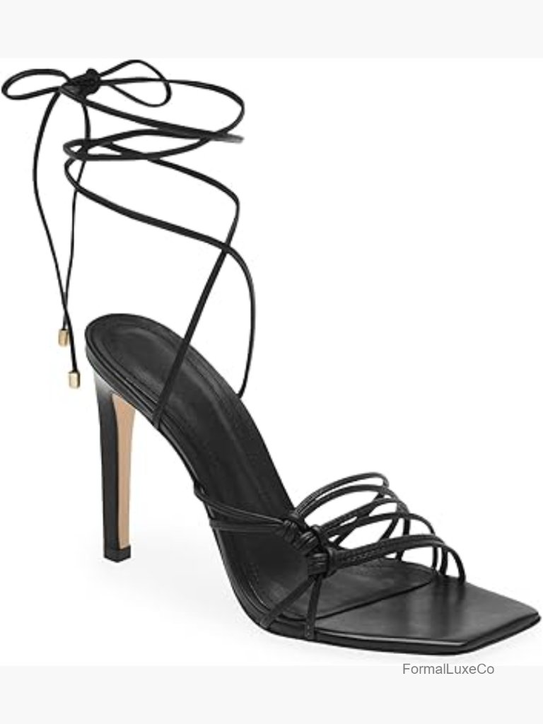 Strappy Lace Up Stiletto Sandals Square Open Toe Dressy Heels